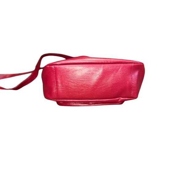 Quilted Red Leather Crossbody Bag For Women With Adjustable Strap & Multiple Poc - Picture 7 of 10